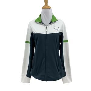 Nike Jacket Womens M Medium Gray White Fit Dry Golf Full Zip Elk Embroidery